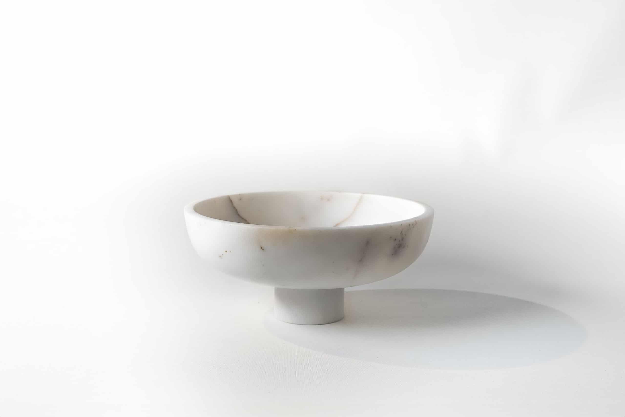 HARRIET Footed Centerpiece Bowl White Marble